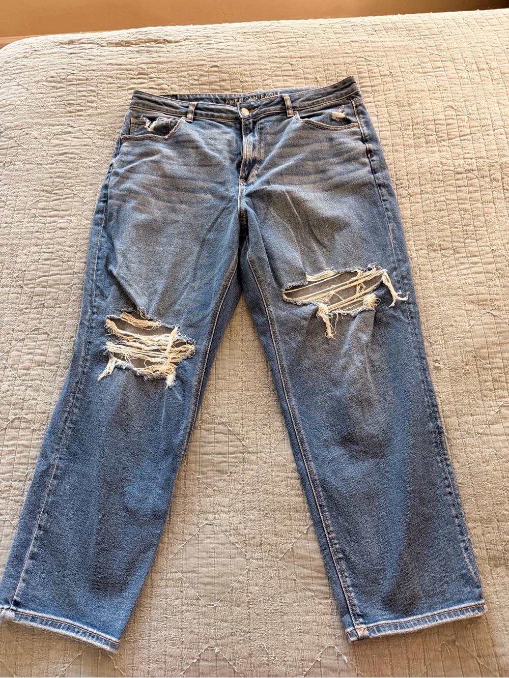 American Eagle Outfitters Distressed Light Blue Boyfriend Jeans